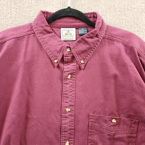 Heavyeight Cotton Button Down Shirt Men's XL Wine Long Sleeve Casual Outdoorsy - Picture 1 of 12