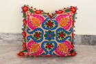 Indian Uzbek Design Cushion Cover Handmade Suzani Embroidery Pillow Cases 16x16"