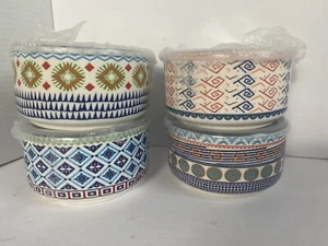 Signature Housewares Stoneware Microwavable Food Storage Bowls with Lids 4 sets - Picture 1 of 4