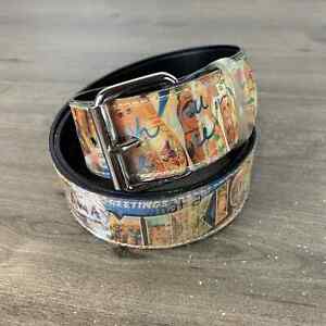 Mens Belts for Jeans Large Mexico Reflector Hologram Graphic Adjustable Buckle