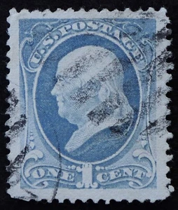 U.S. Used Stamp Scott #206 1c Franklin. Jumbo. Duplex Cancel. Choice! - Picture 1 of 2