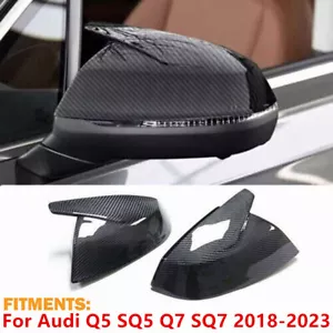 Tapas de cubierta de espejo retrovisor lateral de carbono real para Audi Q5 SQ5 Q7 SQ7 2018-23 con asistencia de carril - Imagen 1 de 12