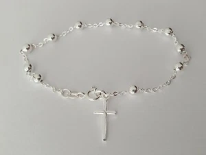 ROSARIO PULSERA EN PLATA DE LEY, SILVER HAND PENDANT  ROSARY BRACELET IN SILVER - Imagen 1 de 8