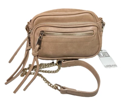 Urban Expressions Vegan Leather Jade Crossbody Purse Bag Tan w/ Gold Accents NWT - Image 1 of 4