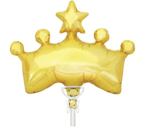 Two 12" Gold Crown Foil Balloons - Self Sealing Air Fill Only - Princess - Picture 1 of 1