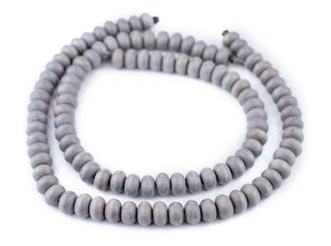 Grey Abacus Natural Wood Beads 8x12mm Round Large Hole 16 Inch Strand - Picture 1 of 4