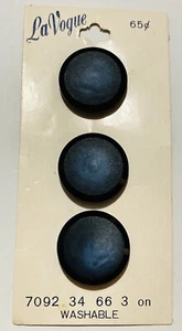 VTG La Vogue Plastic Buttons Blue Marbled Matte Flat Top Shank 7/8" 3 NEW - Picture 1 of 4