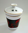 Tasse à thé vintage design dragon rouge coréen asiatique noir blanc avec couvercle et infuseur