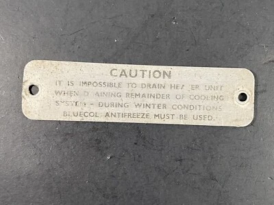 Jaguar XK120, Morgan, Morris placa de precaución de calefacción menor original  Foto 1 de 3