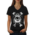 Wellcoda Triangle Eye Womens V-Neck T-shirt, Conspiracy Graphic Design Tee