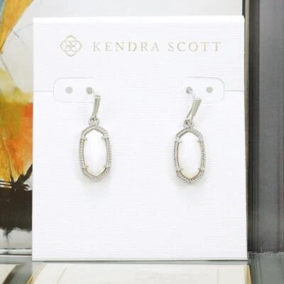 NWT Kendra Scott Lee Small Drop Earrings White Pearl Shell Silver Tone - Image 1 of 4