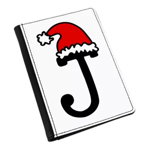 Letra J Gorro de Navidad Funda Pasaporte Rojo Santa Padre Niños Alfabeto - Imagen 1 de 1