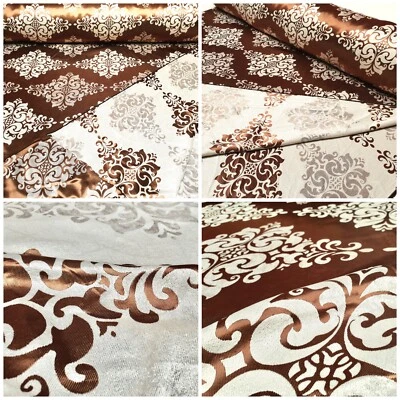 MARKENLOS Jacquard Stoff 280cm Breit Möbel Vorhang Deko Doppelseitig Meterware Braun Ecru