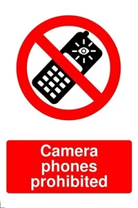 Camera Phones Prohibited. Metal Safety Warning Sign, Theatre Cinema Shop Museum - Picture 1 of 1