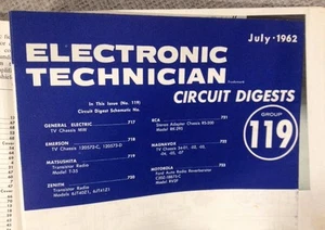 Vtg Electronic Technician Magazine July '62 Motorola GE Emerson Zenith TV Radio - Picture 1 of 12