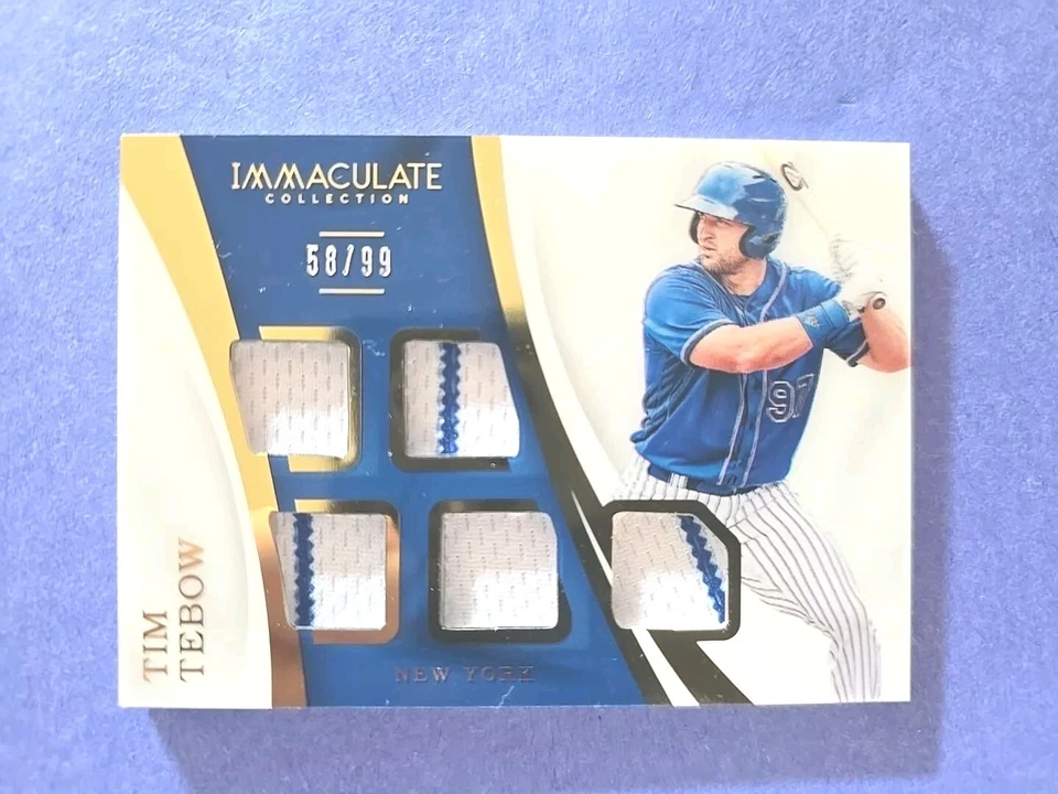 2017 Tim Tebow Immaculate Collection Material 58/99  Five Relic Jerseys NY Mets - Image 1 of 3