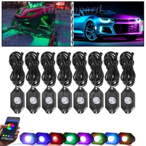 AUXBEAM 8 Pods 12V RGB LED Rock Light Underbody Glow Lamp Remote Control ATV UTV - Foto 1 di 12