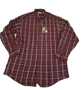 Arrow Men's Dark Red Work Casual Plaid Cotton Long Sleeve Shirt New Size LT - Picture 1 of 5