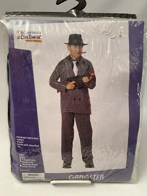 New Gangster Halloween Costume Childs Medium 8-10 Mafia Zoot Suit Pinstriped Boy - Image 1 of 4