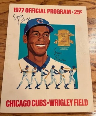 ERNIE BANKS HARRY CARAY autographed signed 1977 CUBS SCORECARD JSA COA - Image 1 of 4