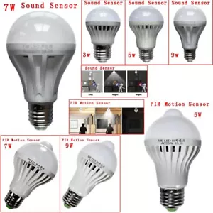 LED Smart Sound PIR Motion Sensor Ball Light Globe Bulb Lamp Corridor - Picture 1 of 45