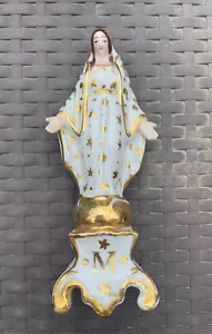 "Antigua estatua francesa María Nuestra Señora Vieux París porcelana oro virgen 7""" - Imagen 1 de 19