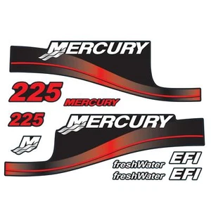 Mercury Außenbord Decals 225 PS EFI Vorder Rück und Seitenaufkleber Rot - Picture 1 of 6