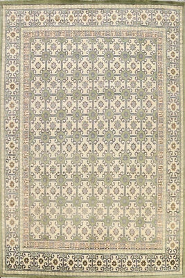 All-Over Vegetable Dye Ivory Khotan Oriental Area Rug Wool Hand-knotted 8x10 New - Image 1 of 4