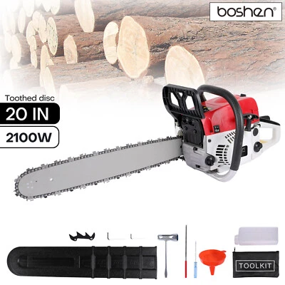 BOSHEN 52CC 20" Gasoline Chainsaw Powered Wood Cutting Gas Crankcase Chain Saw Engine