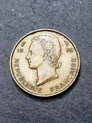 1956 French West Africa  CFA 5 Francs Coin Gazelle #11254 - Image 1 of 2