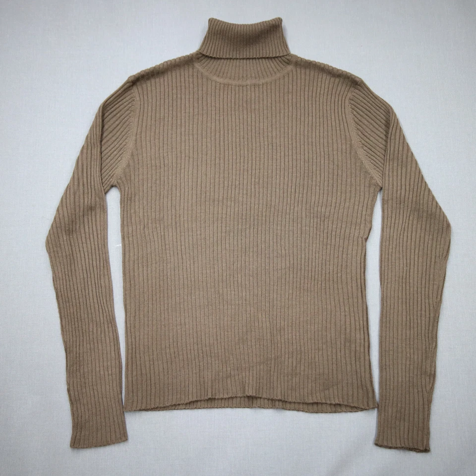 Vtg Y2K Limited Turtleneck Ribbed Sweater XL Brown Merino Wool Classic Old Money - Image 1 of 4