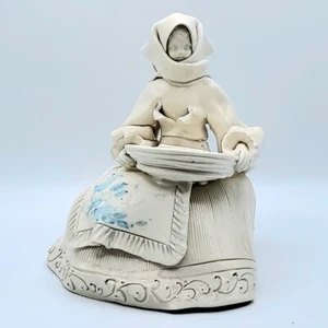Fabio Mola Italian Sculpture Signed 1988 Handmade Porcelain Woman Figurine Blue - Picture 1 of 7