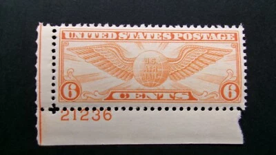 #C19 6c Globe with Wings Plate # Single MNH  OG VF CV $7 "Includes Mount" #2 - Image 1 of 3