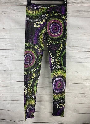 Coloridas Leggings Espirales Tie Dye Malla Malla Pequeñas XS Retro Hippie Raver BOHO Foto 1 de 4