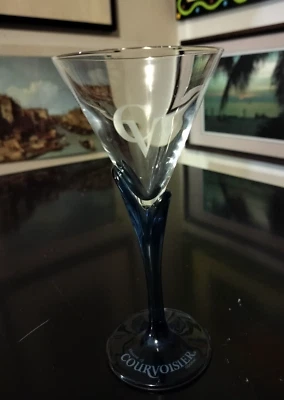 COURVOISIER Coñac TULIPÁN VIDRIO *Tallo Azul Cristal* CV Grabado *¡ENVÍO GRATUITO!!! Foto 1 de 4