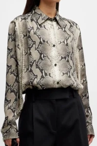 NEW KHAITE Argo CUPRO SATIN Python Snake Print Blouse SIZE 8 NWT - Picture 1 of 11