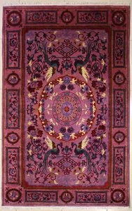 Rugstc 5.5x8 Senneh Chobi Purple Rug,Natural dye,Hand-Knotted,Pictorial Hunting - Picture 1 of 5