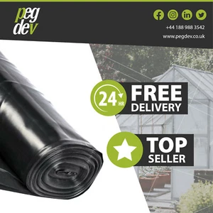 14 x 4 m 250 g SCHWARZE POLYETHYLEN-KUNSTSTOFFFOLIE - Garten, Unkraut, Kies & Heimwerker - Bild 1 von 7