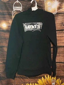 Levi's Boys Sweatshirt - Black 18-20  Camo Filled Batwing Hoodie  XL - Picture 1 of 4