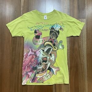 Christian Audiger Don ED HARDY Mens T Shirt Colourful Retro Arty Vintage Size S