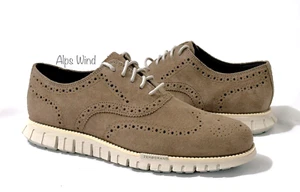 Cole Haan Men's-11.5 Zerøgrand Remastered Wingtip Suede Oxfords Truffle C39605 - Picture 1 of 9