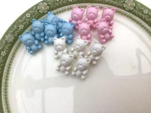 14 mm Teddybär Knöpfe für Babykleidung, rosa, blau, weiß sortierte Pk-Größe - Bild 1 von 4