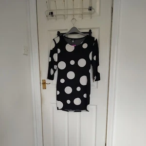 Bodycon-Minikleid schwarz gepunktet Größe 10 neu mit Etikett  - Bild 1 von 3