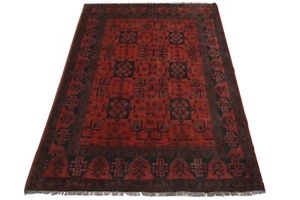 Turkmen Rug 5' x 6'6'' Red Wool Tribal Hand-Knotted Oriental Carpet - Picture 1 of 12