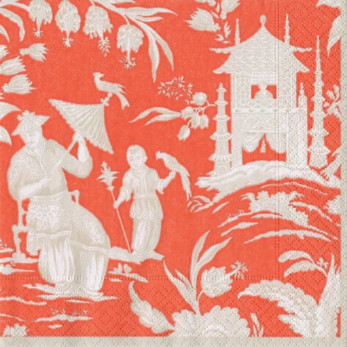 Caspari - Silk Road Toile Mandarin Paper Cocktail Napkins - Image 1 of 1
