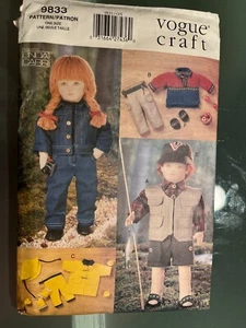 9833 VOGUE CRAFTS 18" DOLL OUTDOOR WEEKEND WEAR denim camping UNCUT - Picture 1 of 2