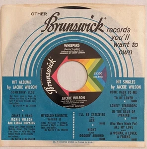 Jackie Wilson WHISPERS (GETTIN' LOUDER) northern soul 45 rpm 7" Brunswick 55300 - Imagen 1 de 4