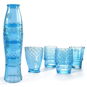 Fisch Design Tumbler Gläser, stapelbare Trinkgläser, farbiges Glas Bevera... - Bild 1 von 7
