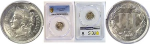 1873 Closed 3 3C Nickel Three Cent PCGS MS-65 - Picture 1 of 3
