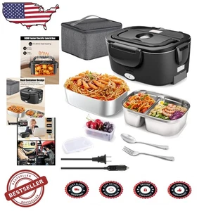 Elektrische Brotdose für Erwachsene, 80W 1,5L Dual SS, Tragbarer Speisenwärmer, Büro/Reise - Bild 1 von 11